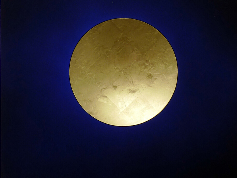 Lita Albuquerque, Auric Field Gold (Au 79), 2015, pigment on panel and 24k gold leaf on resin, 30 x 30 inches