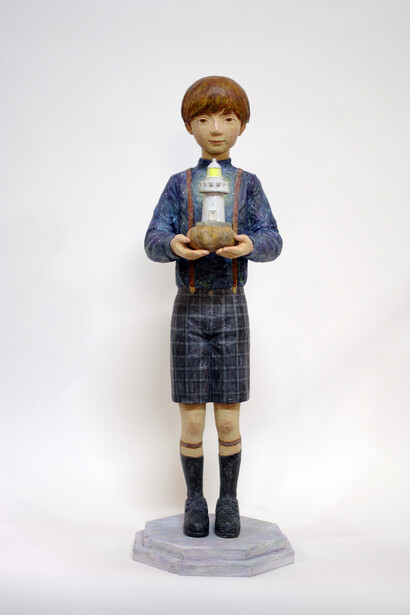 DCG, Ai Haibara, I am your signpost, 2020, H49×W 16 ×D 17 (cm), acrylic, luminous paint on camphor tree