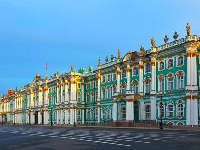 Explore the opulent Winter Palace in Saint Petersburg, Russia, home to the renowned Hermitage Museum, showcasing a wealth of art and history