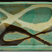 Hamada Shoji, Rectangular stoneware dish with abstract fish design, 1955. Courtesy of Crow Museum of Asian Art