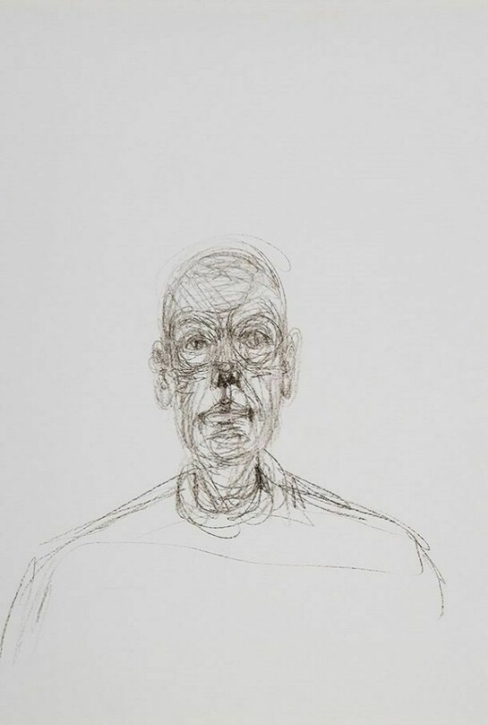 Alberto Giacometti, Buste d'homme, 1959-1965, Lithographic crayon on transfer paper, 42 x 32.5 cm. Collection Fondation Giacometti, Paris © Estate Giacometti (Fondation Giacometti and ADAGP, Paris) 2014