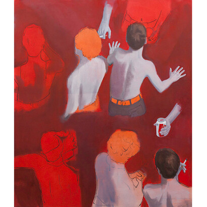 Thomas Eggerer, Red Miasma, oil on canvas, 129.5 x 111.8 cm — 51 x 44 inches, 2015 © Thomas Eggerer, Courtesy Maureen Paley, London
