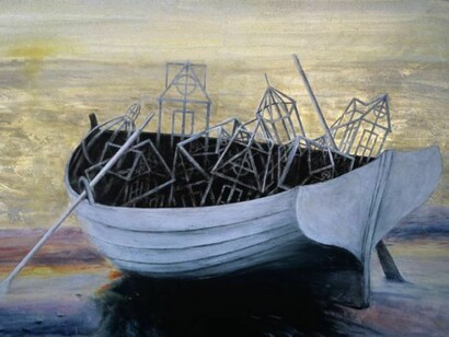 Immanent Departure - powdered pigment and pastel on panel, 29 x 45, 1995