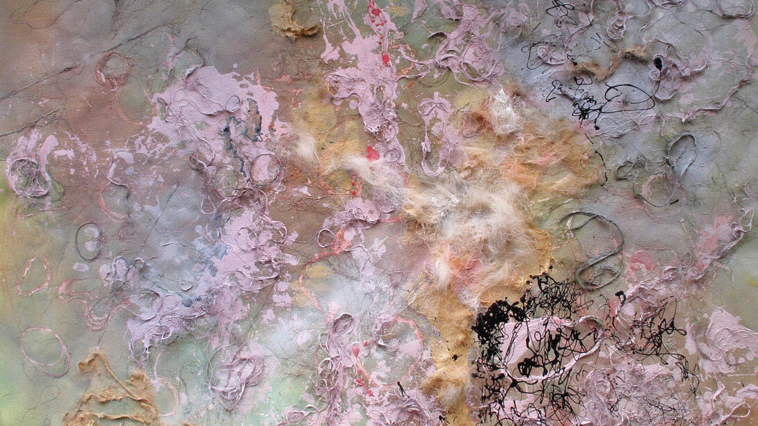 jillian platt  - Spring II-  40 x40 - acrylic, animal hair on canvas