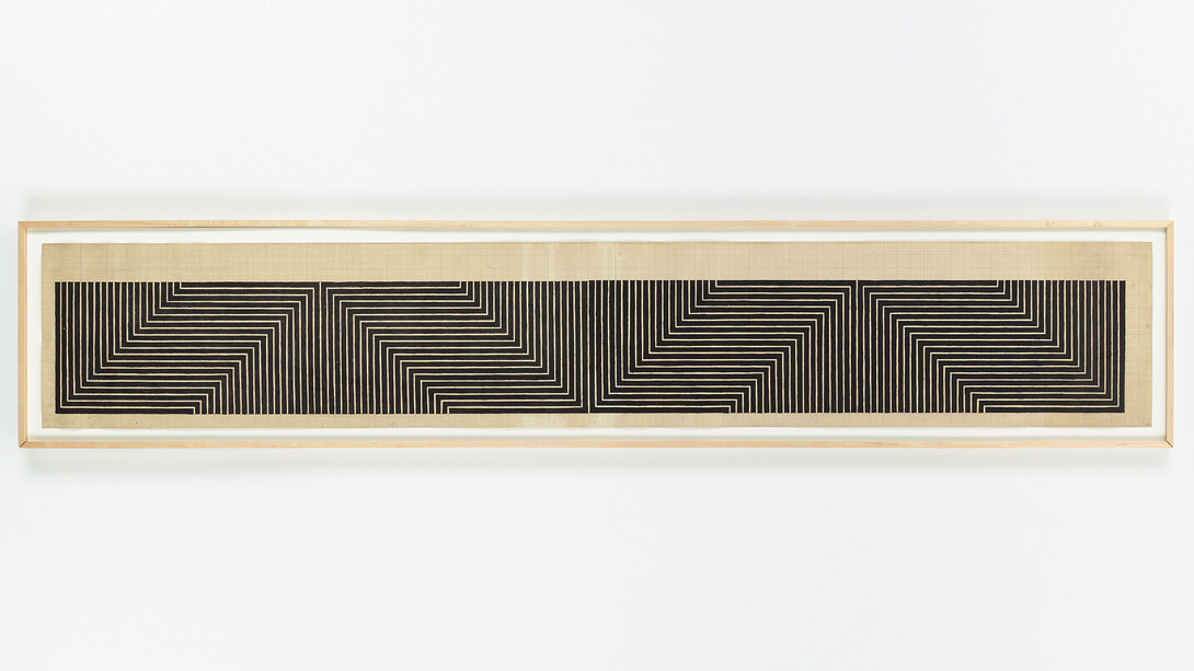 Frank Stella, Unpublished print (Over the Waves),1967, Monoprint and pencil on graph paper, 14 x 91 inches (35.6 x 231.1 cm) © 2014 Frank Stella / Artists Rights Society (ARS), New York. Photo Credit: Tom Powell. Courtesy Dominique Lévy Gallery, New York.